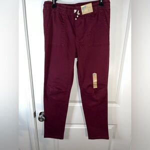 THEREABOUTS NWT Men's 14W x 16L Flex Taper Fit Maroon Drawstring Casual Pants Lg